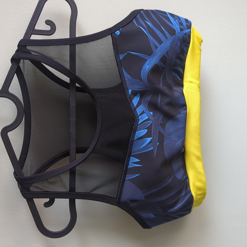 Scotch Bonnet. Mesh Palm-Leaf Print Swim Top.  Size Medium.